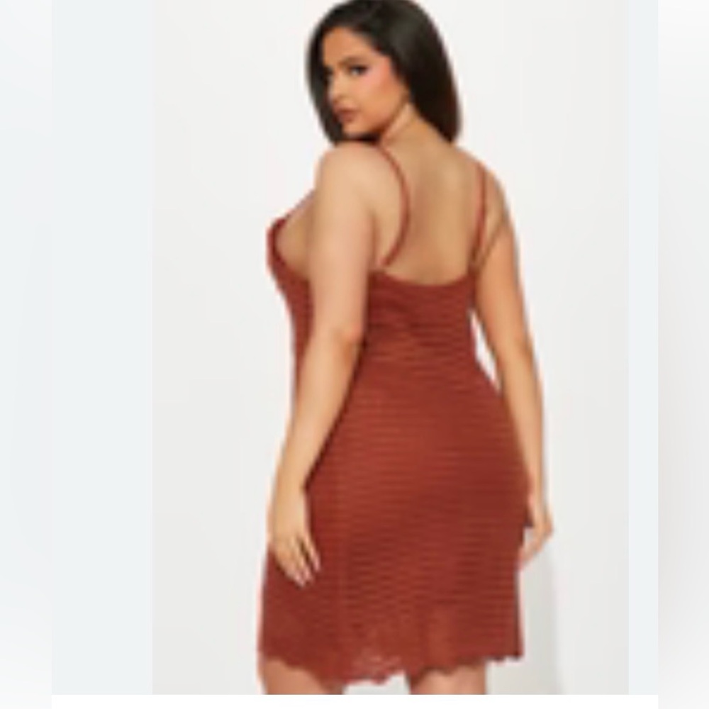 Fashion Nova NWT Rust Crochet Slip Dress 1X Boho Beach - Picture 9 of 9